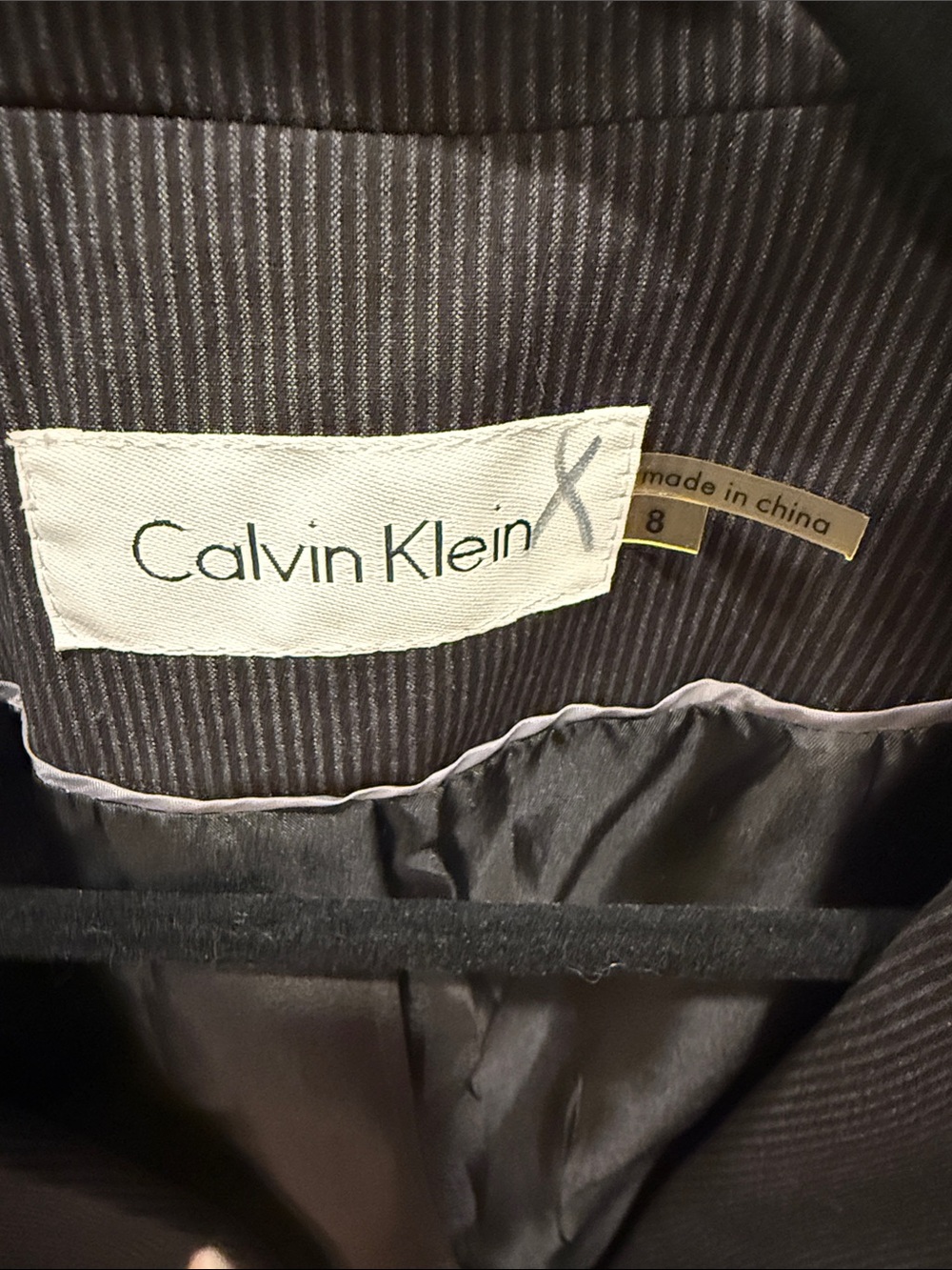 Calvin Klein Pinstripe Single-Button Blazer - Picture 3 of 5